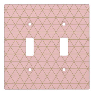 Gold Dusty Mauve Geometric Triangles Boho Glam  Light Switch Cover