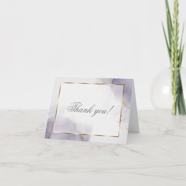  Gold Dusty Plum Purple Thank You Card (Front)