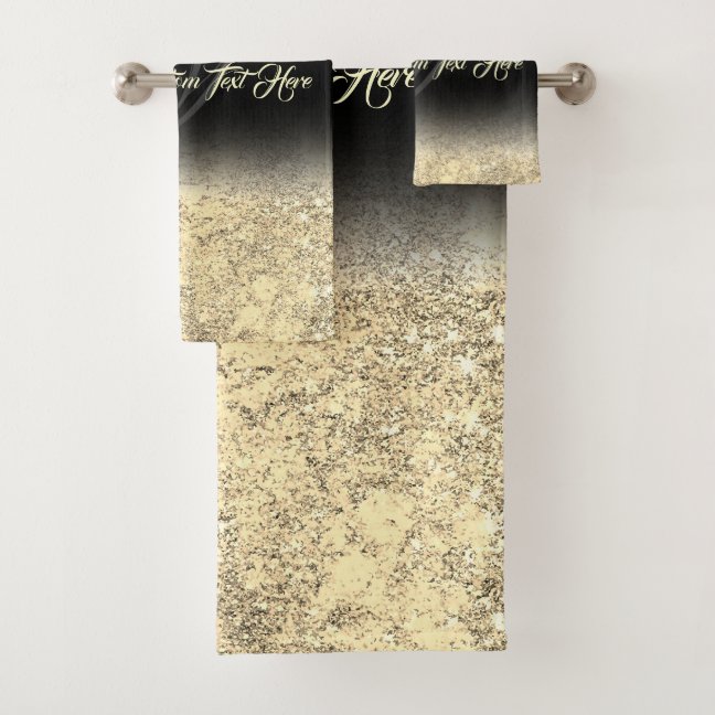 Gold Dusty printed sparkle effect Silver Glam Bath Towel Set