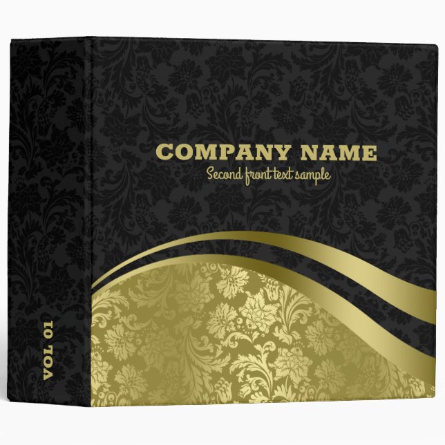 Gold dynamic line black background 3 ring binder (Front/Spine)