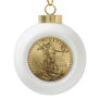 Gold Eagle coin Ceramic Ball Christmas Ornament