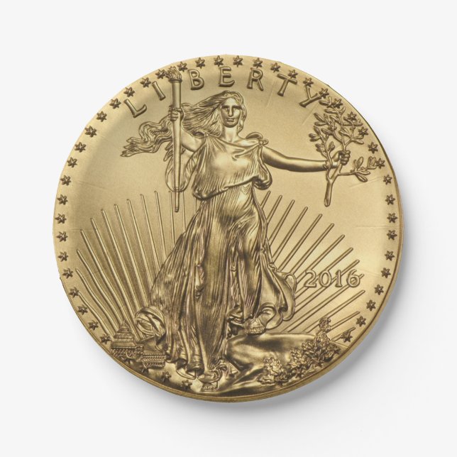 Gold Eagle coin Paper Plates (Front)