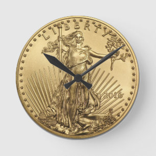 Gold Eagle coin Round Clock