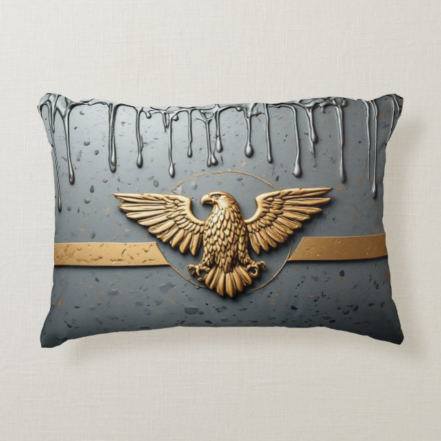 Gold Eagle Emblem With Spread Wings Accent Pillow (Front)