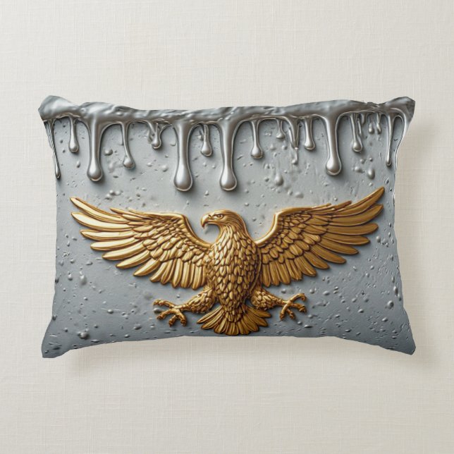 Gold Eagle Emblem With Spread Wings Accent Pillow (Front)