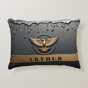 Gold Eagle Emblem With Spread Wings Accent Pillow