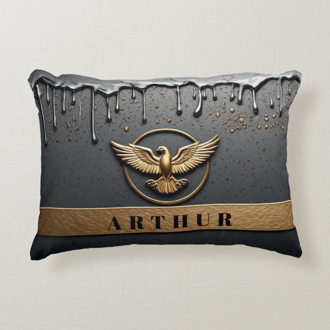 Gold Eagle Emblem With Spread Wings Accent Pillow (Front)