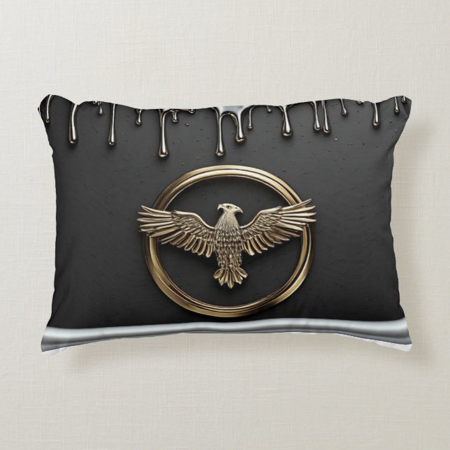 Gold Eagle Emblem With Spread Wings Accent Pillow (Front)