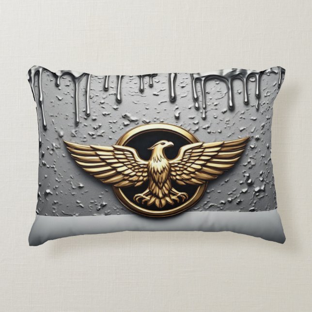 Gold Eagle Emblem With Spread Wings Accent Pillow (Front)