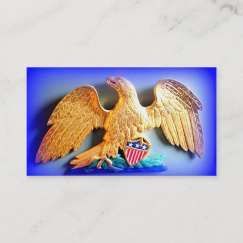 gold eagle on blue business card