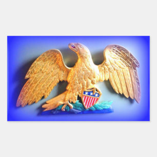 gold eagle on bluesticker rectangular sticker