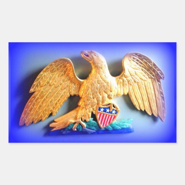 gold eagle on bluesticker rectangular sticker (Front)