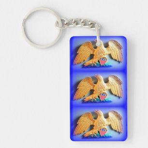 gold eagles on blue keychain