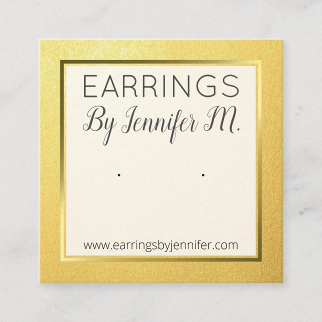 Gold Earring Display Card Holder Handmade Jewelry (Front)
