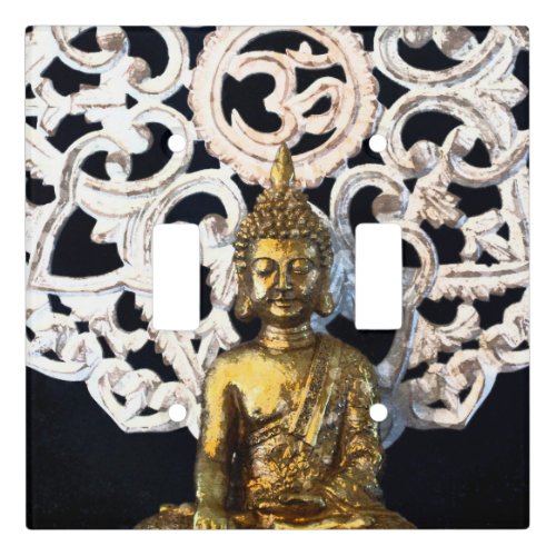 Gold Earth Buddha OM Aum Mantra Ajna Meditation Light Switch Cover