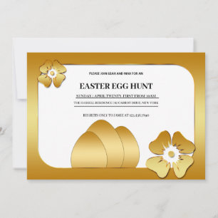  Gold Easter Brunch Egg Hunt Invitation