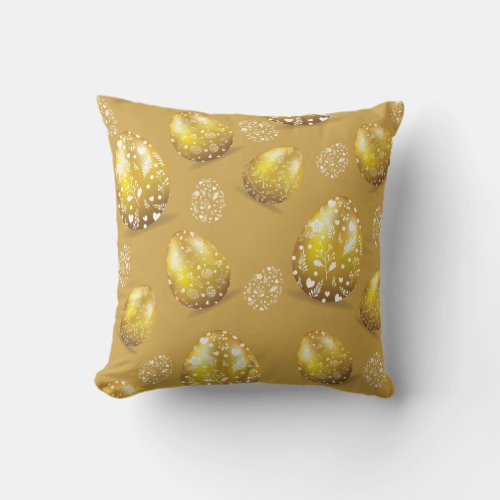 Gold Easter design Throw Pillow