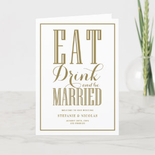 Gold Eat, Drink and Be Married Wedding Program