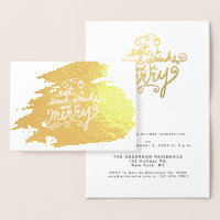 Gold Eat, Drink and Be Merry Holiday Party Invite