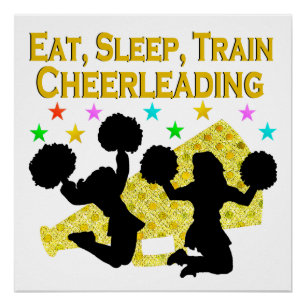 GOLD EAT SLEEP CHEERLEADING DESIGN POSTER