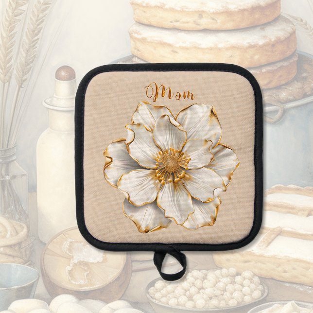 Gold Edged Blossoms Pot Holder (Creator Uploaded)