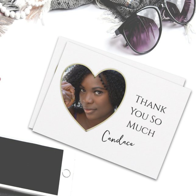 Gold Edged Heart Frame Photo Graduation Thank You (Creator Uploaded)