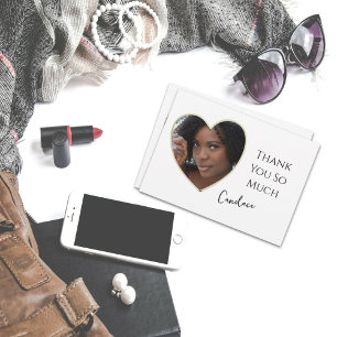 Gold Edged Heart Frame Photo Graduation Thank You