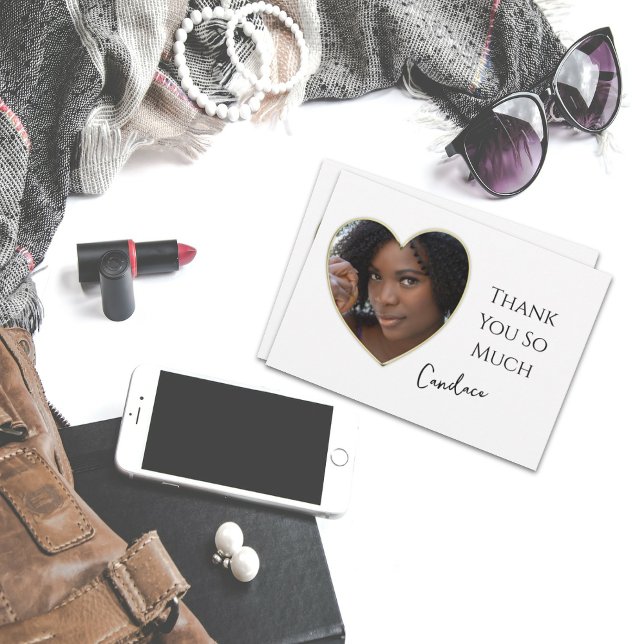 Gold Edged Heart Frame Photo Graduation Thank You (Creator Uploaded)