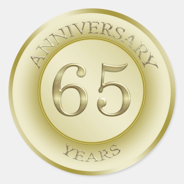 Gold effect 65th Wedding Anniversary Sticker (Front)