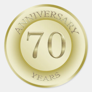 Gold effect 70th Wedding Anniversary Sticker
