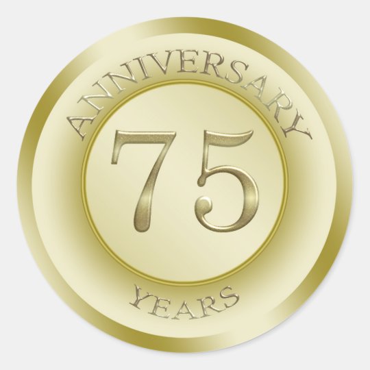 Gold effect 75th Wedding Anniversary Sticker | Zazzle.com