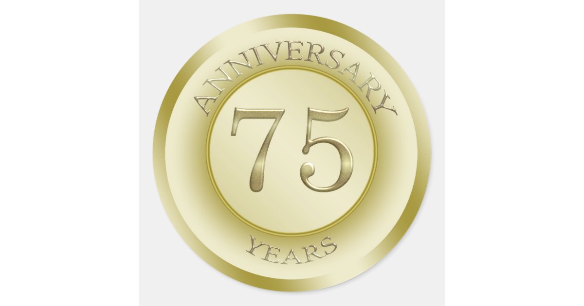 Gold effect 75th Wedding Anniversary Sticker | Zazzle