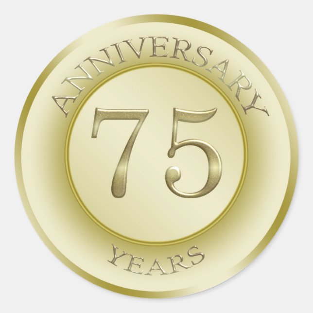 Gold effect 75th Wedding Anniversary Sticker (Front)