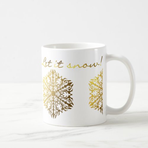 Gold Effect and White Let It Snow Mug