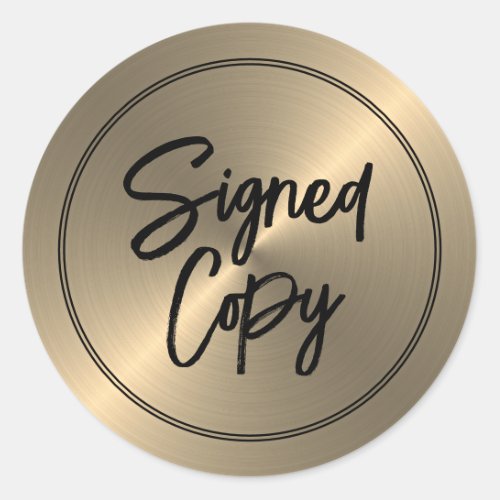 Gold Effect Authors Signed Copy Book Signing Classic Round Sticker