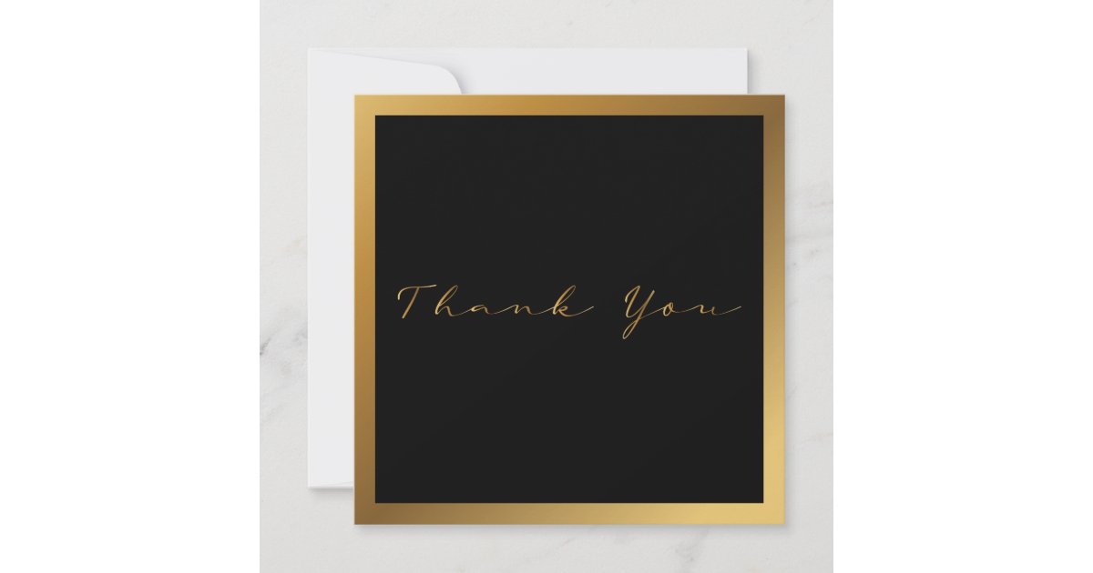 Gold effect border Thank you card | Zazzle