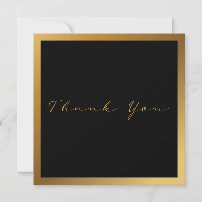 Gold effect border Thank you card | Zazzle