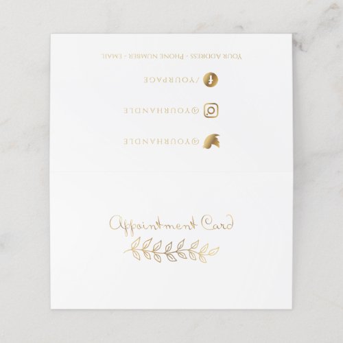 Gold effect branch appointment card