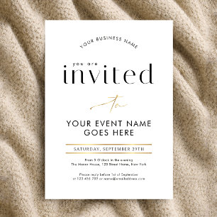 Gold Effect Calligraphy Business Event Gala Night Invitation