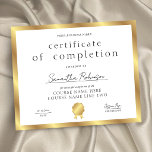Gold Effect Completion Certificate Business Award<br><div class="desc">Professional Certificate of Completion in white and gold with your custom logo or business name, perfect for certificate of completion for any type of course completion such as beauty courses, professional & education courses and more! You can also use this elegant faux gold border award design for any type of...</div>