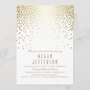Gold Effect Confetti Art Deco Bridal Shower Invitation