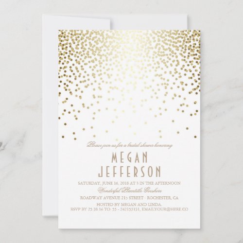 Gold Effect Confetti Art Deco Bridal Shower Invitation