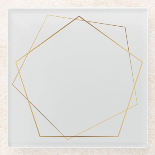 Gold effect geometric pentagon glass coaster
