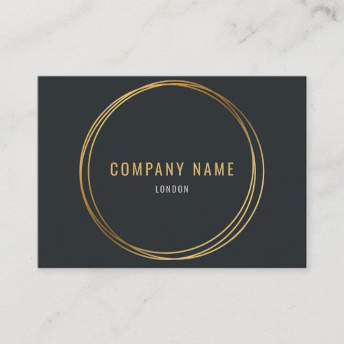 Gold effect gold rings dark grey bold text business card