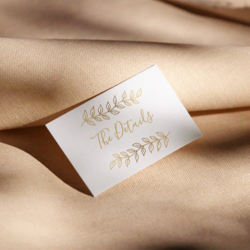 Gold effect leaves wedding enclosure card