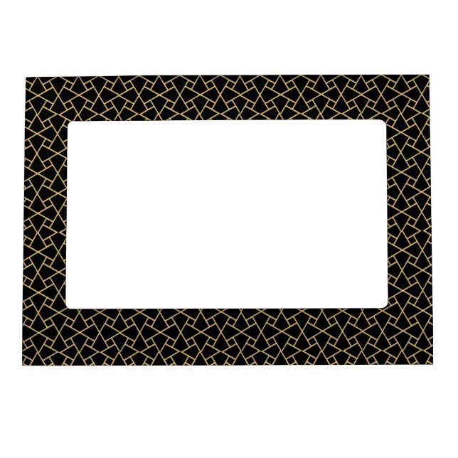 Gold-effect on Black Islamic Pattern Photo Frame (Front)