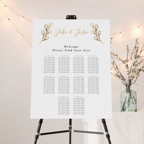 Gold effect petals Elegant Wedding Seating Chart Foam Board