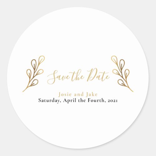 Gold effect petals Save the date envelope seal