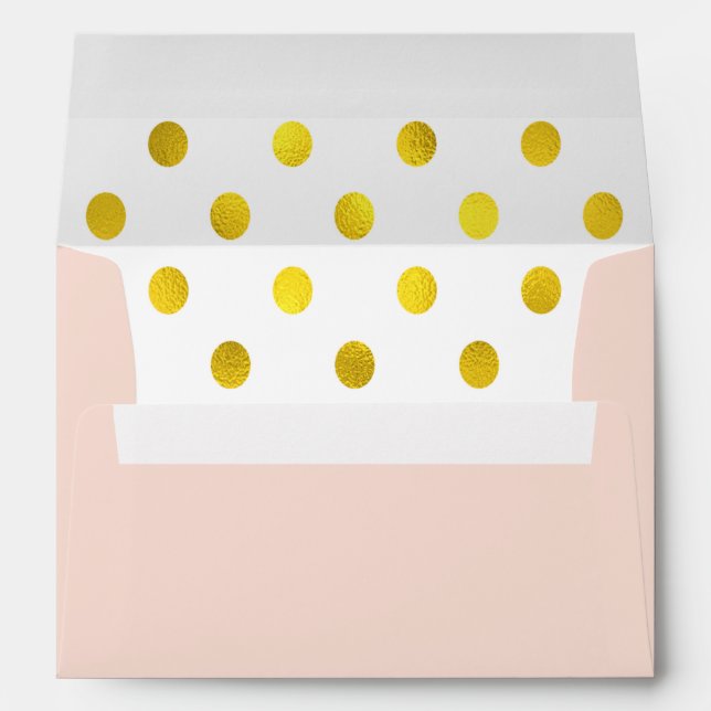 Gold-Effect Polka Dot Lined Pink Envelope (Back (Bottom))