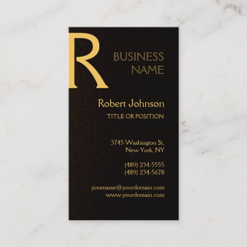 Gold Effect Professional Monogram Business Card